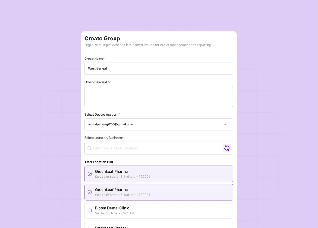 Groups to manage similar locations or clients together