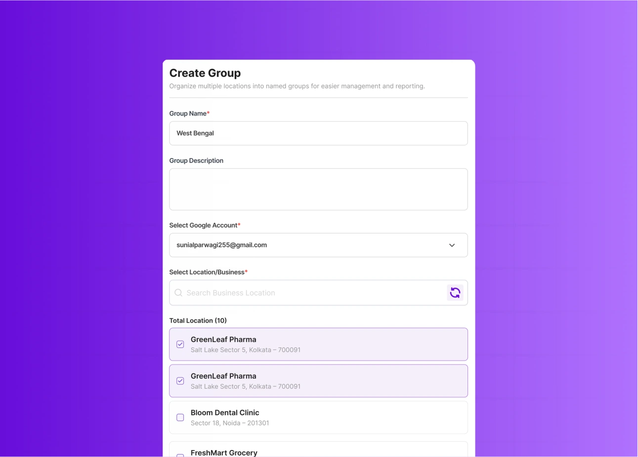 Groups to manage similar locations or clients together
