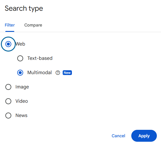 Multimodal search of Google Search Console